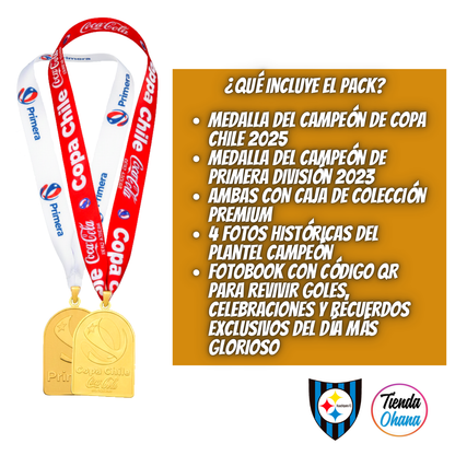 Pack Medallas Campeón 2023 - 2025 HUACHIPATO (Medallas + Cajas + 4 Fotos + 1  FotoBook).