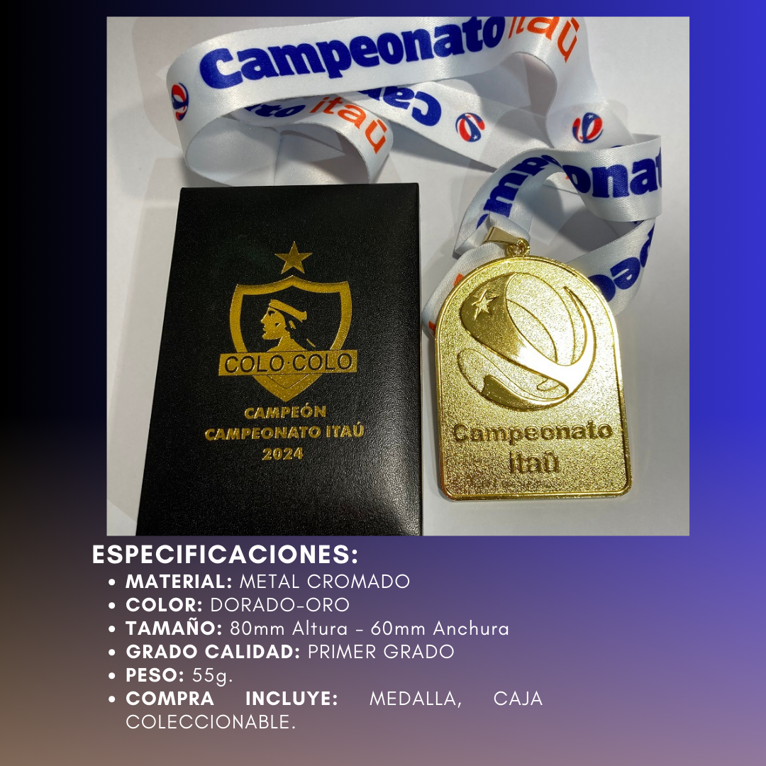 1. *Medalla Campeón Colo Colo 2024. (Medalla + Caja + 2 Fotos + 1  FotoBook).